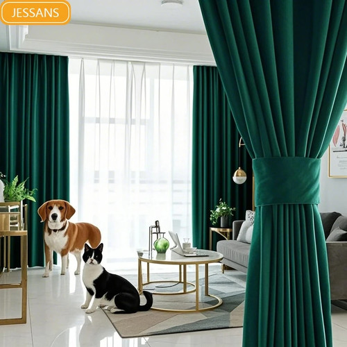 Dark green velvet curtains - velvet,