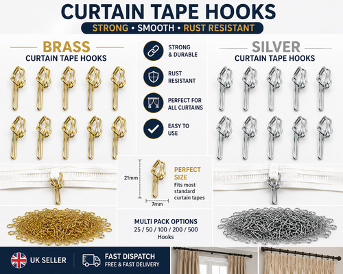 Metal curtain hooks brass - curtain,